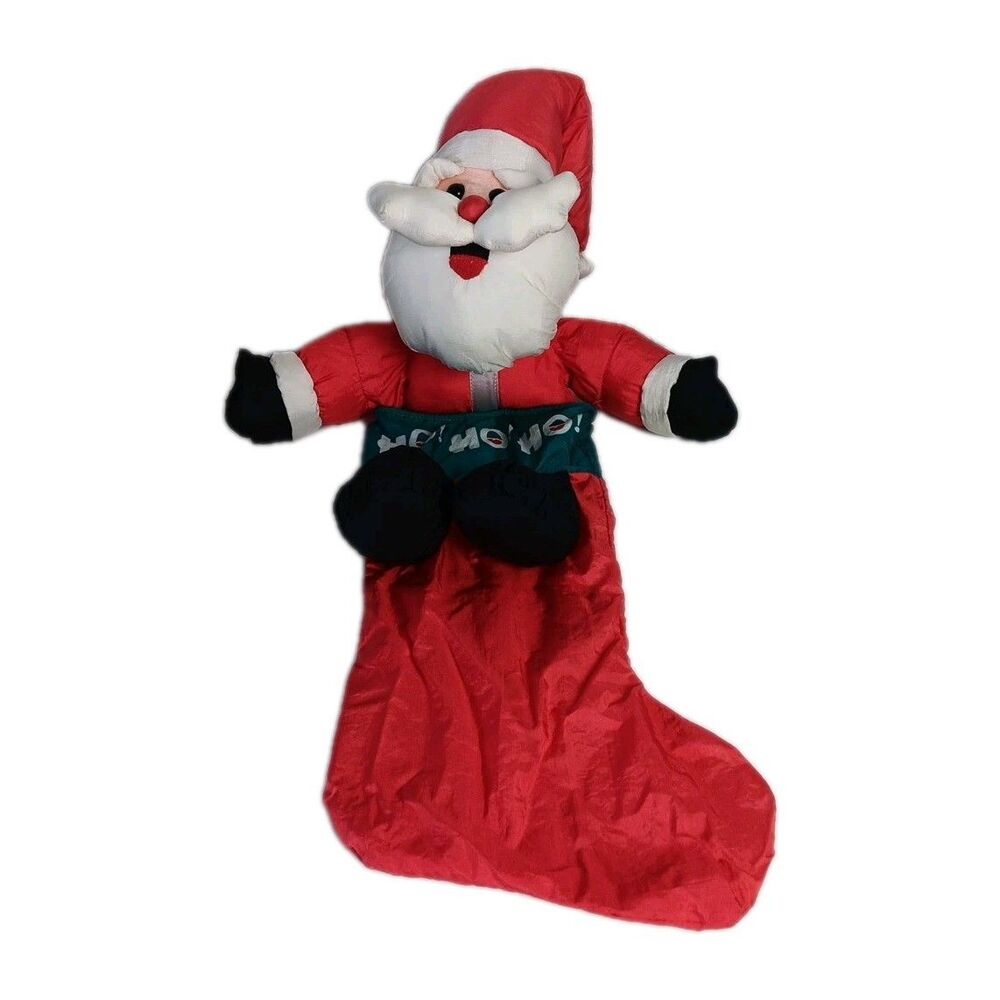 Fiesta 1989 Santa Claus Christmas Stocking Puffy Style Nylon Plush Stuffed 22in
